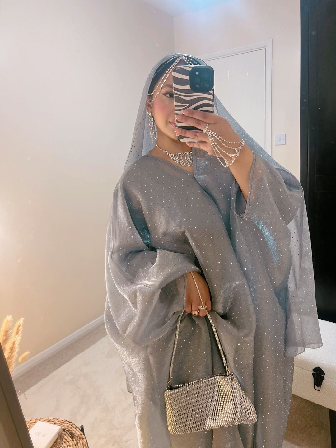 Qamar Abaya (Silver Grey)