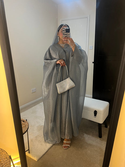 Qamar Abaya (Silver Grey)
