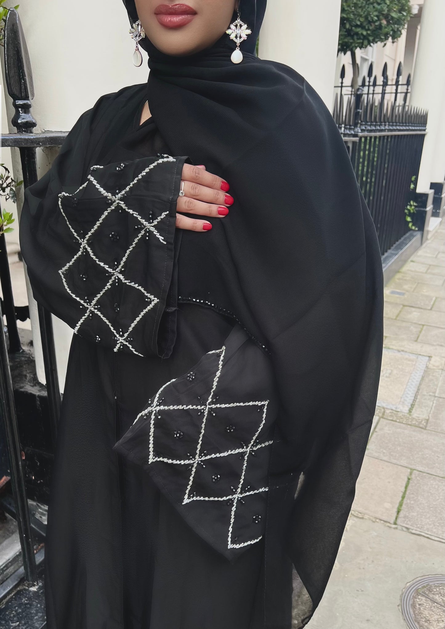 Amal embellished sleeve Abaya